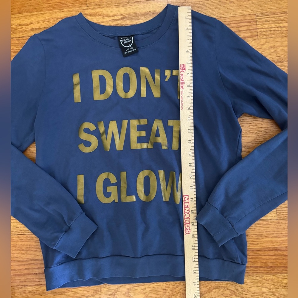 Project Karma Sweatsuit Women’s Large 11-13 Juniors Blue I DON’T SWEAT I GLOW - Picture 5 of 10
